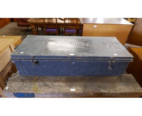 A black metal trunk 
