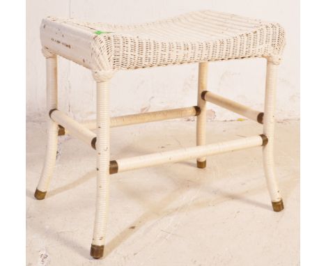 Lloyd Loom - A vintage retro mid 20th century circa. 1950's white Lloyd Loom stool having painted cane top with tubular frame