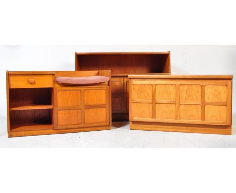 Nathan Furniture - Squares - British designer. A collection of three retro vintage mid 20th Century. One small sideboard cabi