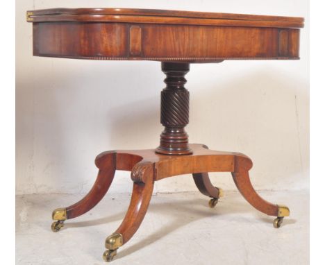 A Victorian 19th century mahogany tea / games card / table. The table having a fold over top with fitted frieze &amp; beaded 