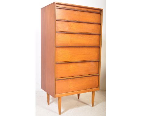 Austin Suite&nbsp; - A vintage retro mid 20th century circa. 1960's teak wood chest of drawers having a bank of six drawers, 