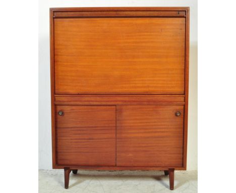 Beaver &amp; Tapley - A retro vintage mid 20th Century teak wood bureau. Of rectangular shape with a pull down drawer opening