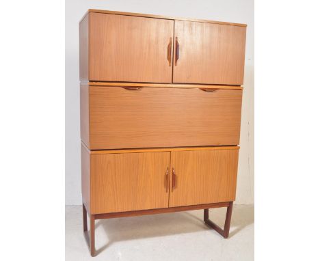 Europa Furniture - A retro vintage mid 20th century circa 1950s British teak wood Europa kitchen cabinet / highboard having t