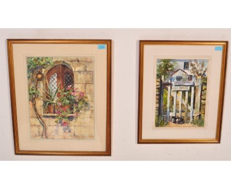Wendy Jelbert (b. 1943) - British - Two original signed watercolour on paper&nbsp; paintings to include 'Cosy Cottage' depict
