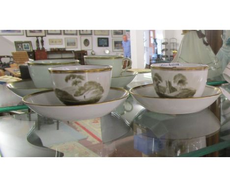 Pair of early cups and saucers circa 1780 (possibly Royal Worcester)