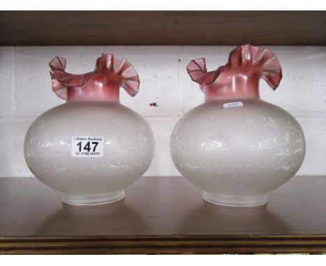 Pair of oil lamp shades
