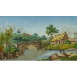 Monogrammist "A.v.C.", Kleine Flusslandschaft mit Anglern