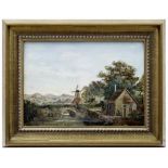 Destrée, Johannes Josephus, Dorf mit Windmühle und Brücke