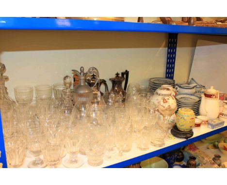 Collection of glassware, silver plated tea service, Oriental blue and white china, Masons and other ginger jars, coffee wares