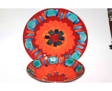Poole pottery wall charger and matching bowl
