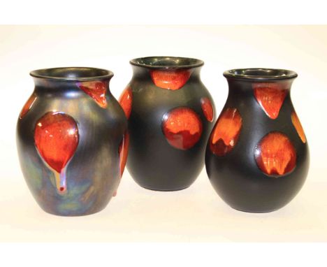 Set of three Poole pottery Galaxy vases