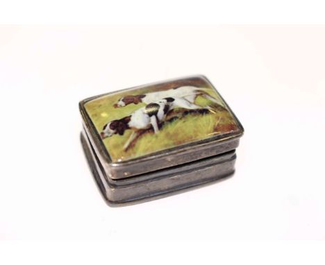 Early 20th Century hand painted and white metal snuff box
