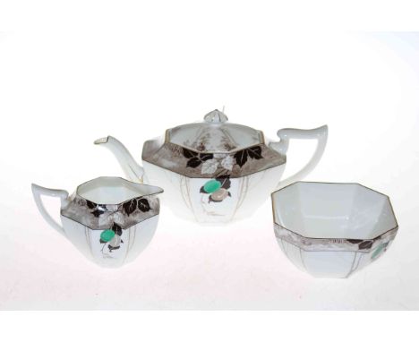 Shelley "Green Damson" pattern twenty-two piece tea service, pattern number 11625