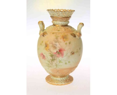 Graingers Worcester blush vase with pierced neck
