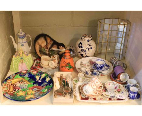 Maling 'Watermill' plate, Sylvac otter, cabinet cups and saucers, mini display case, etc