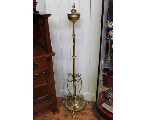Edwardian brass telescopic standard oil lamp converted to electricity