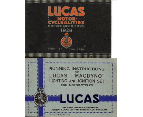 Lucas Motoralities. Five Lucas brochures, including a copy of the rare 80-page vertical format catalogue for Season 1913,  un
