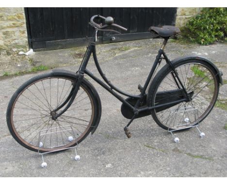 *A Lady's 'Royal Sunbeam', retaining its original black enamel finish and gilt transfers,  remains of its chain-case, Sturmey