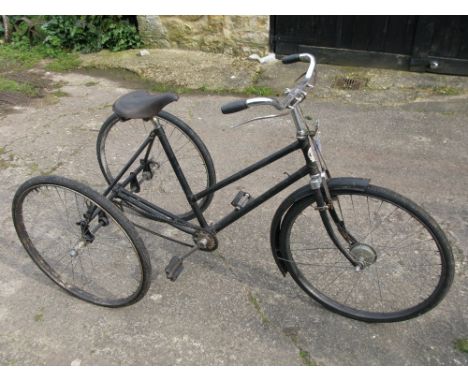 *A 1930s 'Norman' of Ashford parallel tube ladies' tricycle,  having 26-inch wheels with a hub brake and stirrup brake fitted