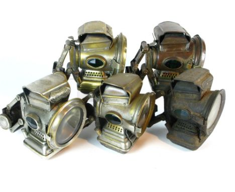 *'Silver King'. Five examples of the Joseph Lucas-manufactured lamps,  various conditions, various periods  (5)