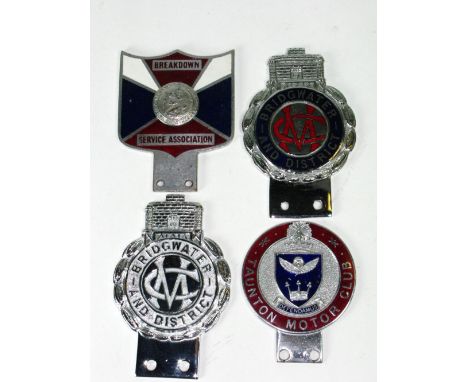 *Breakdown Service Association. Three-colour enamel badge,  together with the Taunton Motor Club, Bridgewater and District Mo