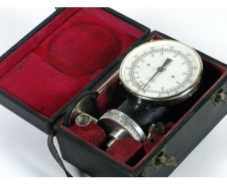 *Speed Indicator. A Swiss-manufactured speed indicator for lathes and machine tools,  housed in a red lined fitted box with d