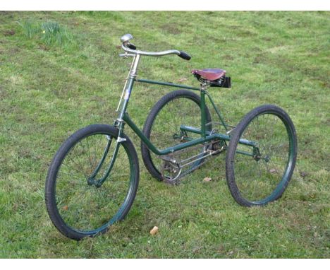 *Circa 1898 Quadrant Tricycle. Finished in green enamel and complemented with good nickel-plating, this machine is in campaig