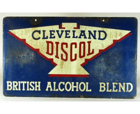*Cleveland Discol. A rare double-sided three-colour hanging enamel sign,  with surface wear, some rusting around the mounting