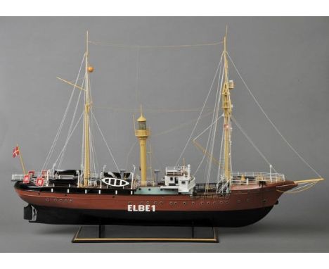 *Scale Model. A good wooden scale model of the German ship Elbe 1,  101.5cm long x 68.5cm high, housed under a wooden and gla