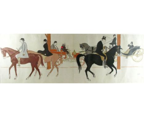 *SEM - Motoring Frieze. A street scene in Paris, circa 1905,  a colour lithographic print by 'SEM' (Georges Goursat - 1863-19