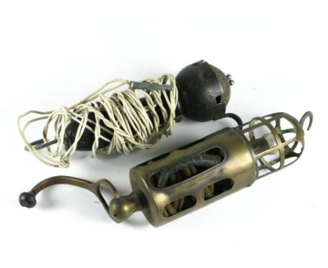 *A Lucas Type 96 Inspection lamp, the electric cable retained on reel in the body of the lamp,  also another electric-powered