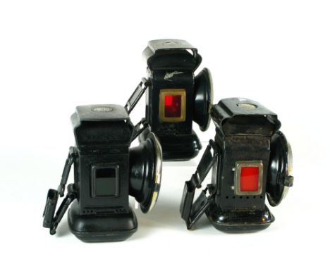 *Three Oil Lamps in useable condition,  with nickel-plated and black enamel finish  (3)