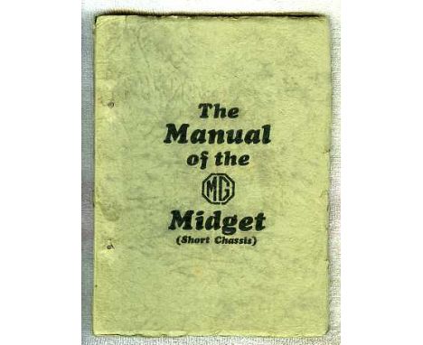 M.G. M-Type 8/33 Midget. A 1931-2 'Manual' with good images and detail,  metal clip held pages to a light green card cover an