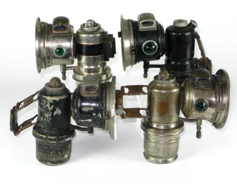 *Four small acetylene gas lamps, two versions of Lucas' 'Calcia Cadet' and two H. Miller & Co. lamps dating from the 1930s,  