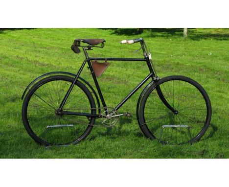 *1900 Raglan No 17 Roadster. A gentleman's bicycle with a 23 1/2-inch black-enamelled frame with a cottered bottom bracket,  