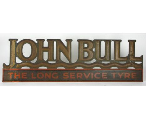 *John Bull. An early transfer-printed, pressed tin advertising sign,  together with a cast steel, Raleigh Authorised Dealer s