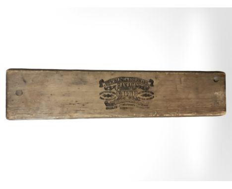 A Reichling Eberhard wooden cigar mould, width 55 cm.