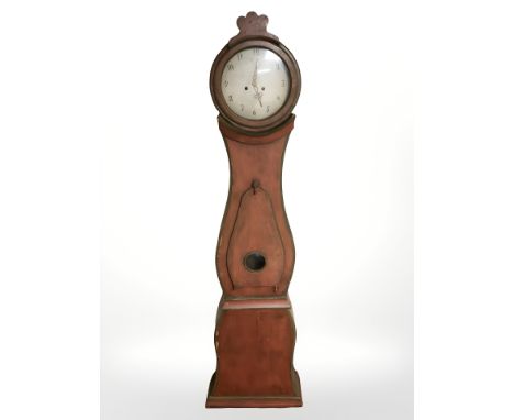 A 20th century continental drum head longcase clock, no pendulum or weights, height 200 cm 