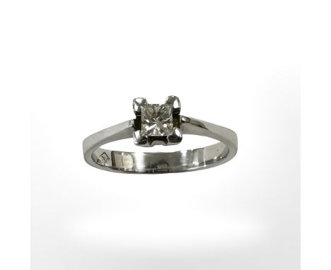 An 18ct white gold princess cut solitaire diamond ring, size M CONDITION REPORT: 2.9g