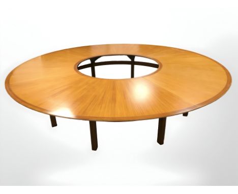 A Danish Botium ring-shaped boardroom/conference table designed by Rud Thygesen and Johnny Sorensen, diameter 300 cm, height 