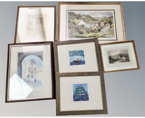 A collection of pictures and prints, Judy Boyes signed colour print of Little Langdale etc.