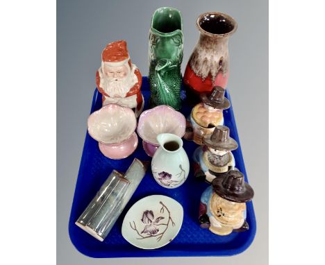 A tray of ceramics including Maling Sunday dishes, Carltonware, ceramic fish jug etc.