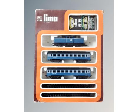 Three Lima HO scale locomotive train sets, boxed.