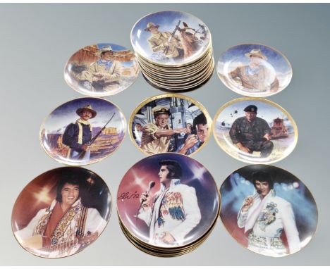 A collection of Bradford Exchange series plates including Remembering Elvis, John Wayne collector's plates.