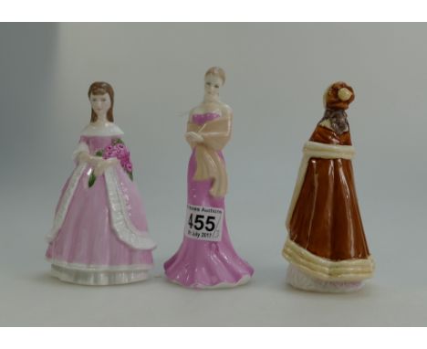A collection of Royal Worcester figures to include Bridesmaid, Evening Engagement and Modesty (3)