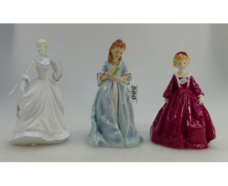 Royal Worcester lady figures Sweet Ann 3630 Grandmother's Dress 3081 and undecorated similar item. (3)