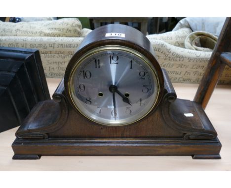 Oversized oak cased mantle clock.