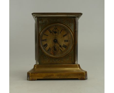 Early 20th century brass cased mantle clock marked Jnghans, height 15cm