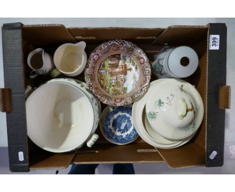 A mixed collection of items to include large Wedgwood Napoleon tureen, Royal Doulton copice pattern covered vegetable bowl, a