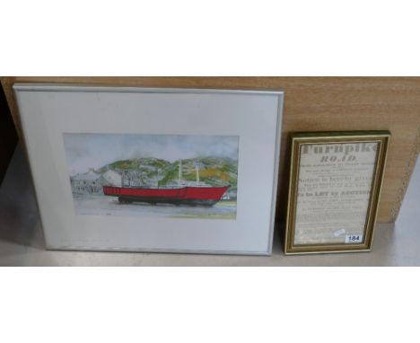 Limited edition print of Trawler Barmouth Beach together with small local interest Congleton notification leaflet (2)